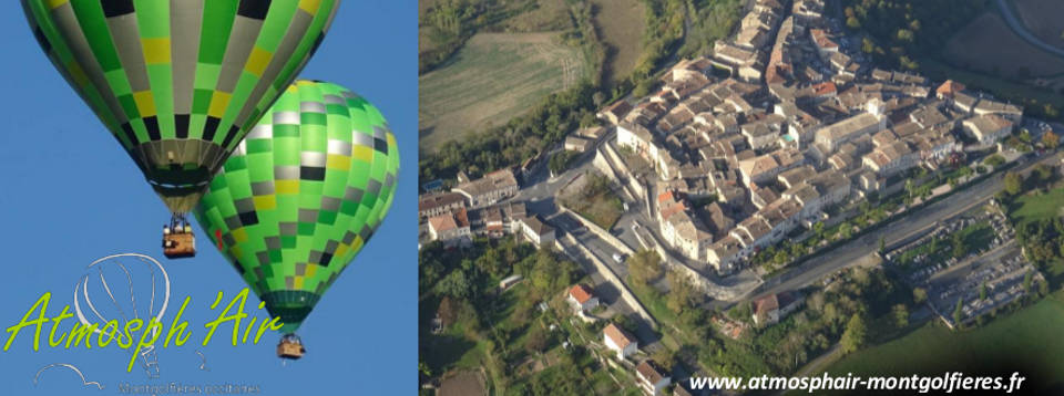 Castelnau de Montmiral vu du ciel en montgolfière